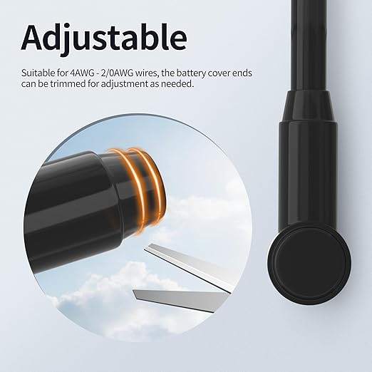 Black Battery Terminal Cover Silicone Stud Terminal Cover Protector Boot fit 4 to 2/0 AWG Gauge Cable for Car Truck RV Solar 10Pack