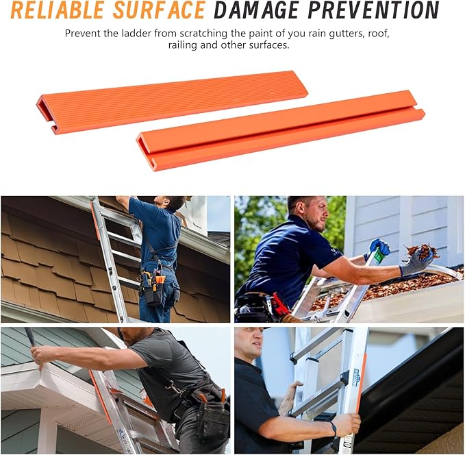 Ladder Stabilizer for Gutters & Roof, Ladder Guard Ladder Safety Covers Fits Extension Ladders with 1” Wide Offset “T”, Anti-Slip Scratch Protection Ladder Bumper Ladder Corner Protector