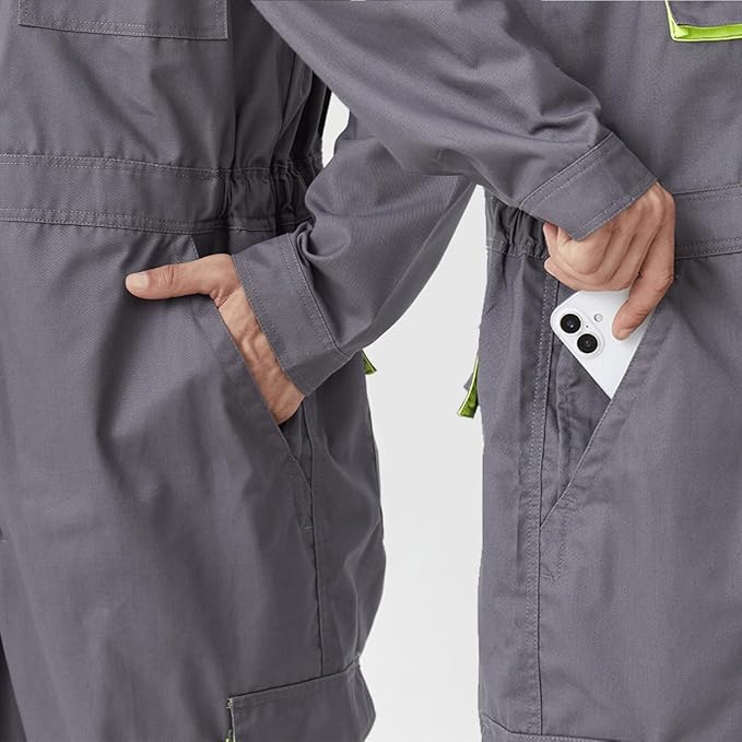 Men's Work Coverall Long Sleeves Overalls Mechanics Coveralls Workwear Jumpsuit with Multi Pockets