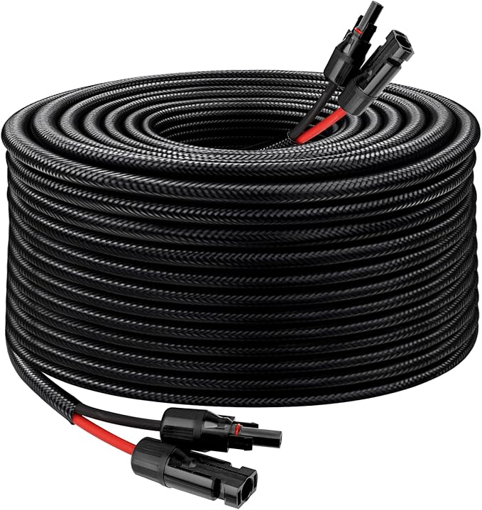 Solar Panel Extension Cable - 10AWG 75FT Solar Wire with Female & Male Waterproof Connector Flame Retardant Protective Sleeving PV Wire for RV, Photovoltaic Systems, Home, Boat, Solar Panels, Car