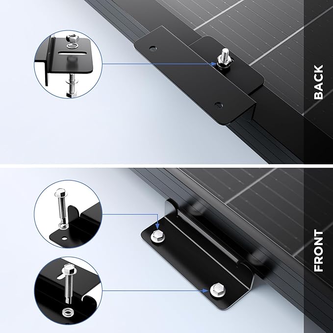 Solar Panel Mounting Z Brackets, Lightweight Aluminum Corrosion-Free Mounting Brackets, for RVs, Trailers, Boats, Yachts, Wall and Other Off Gird Roof Installation, 1 Set of 4 Units, Black
