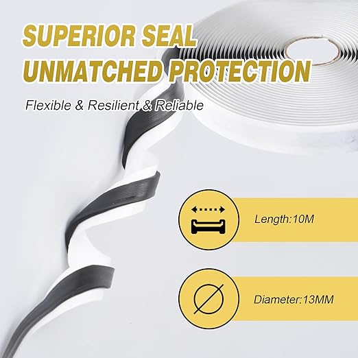 LLPT Butyl Tape White 1/2 Inch x 33Ft Tight Seal for Leak Proof EPDM RV Repair Window Glass Boat Sealing Roof Pipe Patching(WST053)