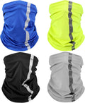 SATINIOR 4 Pcs Neck Gaiter for Men Reflective Face Mask Cover, UV Sun Protection Neon Balaclava Hi Vis Bandana for Work