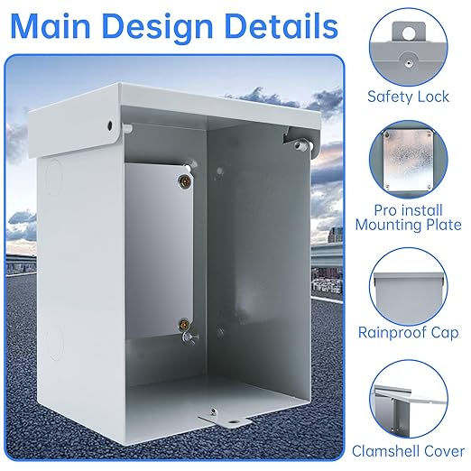 Steel Outdoor Electrical Junction Box, 16 X 12 X 6'' Outdoor Electrical Box Waterproof with Mounting Plate, Wall Mounted Lockable Electrical Junction Box for Indoor/Outdoor