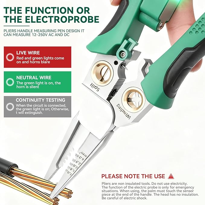 8 In 1 Wire Stripper With Voltage Tester, Multi-Function Electric Wire Stripping Tool For Cutting And Pulling Pliers, Electrician Repair Tool, Wire Strippers Electrical (Gray)