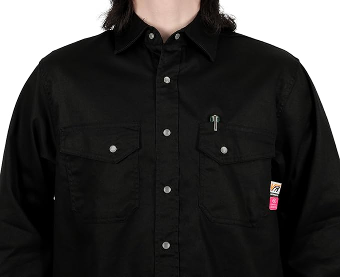 VATRENUS FR Shirts for Men 6.5oz Button Down Flame Resistant 100% Cotton Men's Pre-Washed Fire Retardant Work Shirt