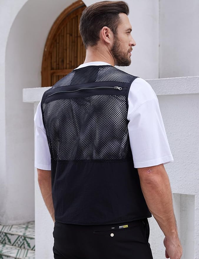 Gihuo Men's Fishing Safari Vest with Pockets for Summer Travel