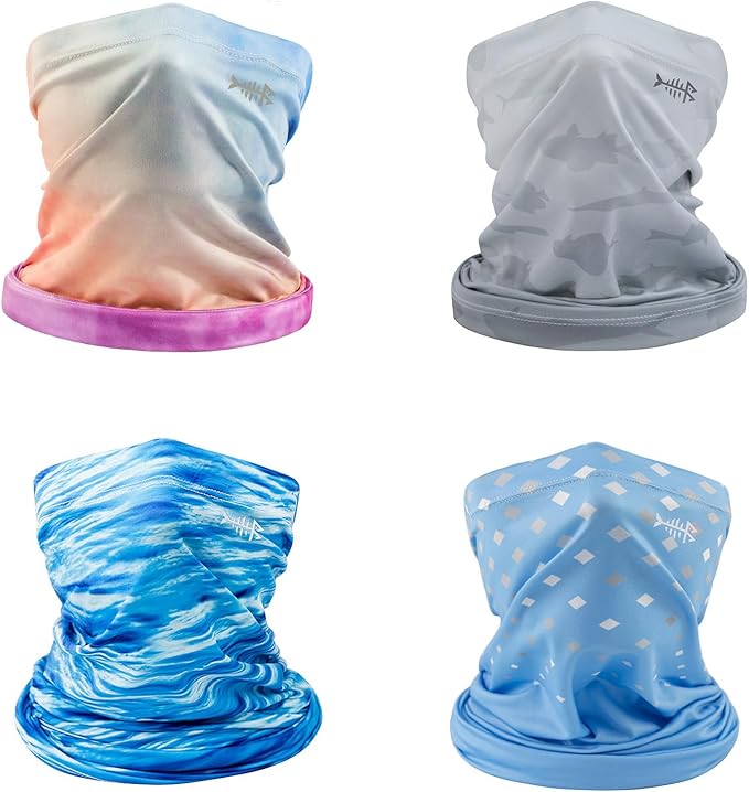 BASSDASH 4 Pack UPF 50+ UV Protection Neck Gaiter Sun Protector for Fishing Hunting Kayaking Hiking Cycling Outdoor