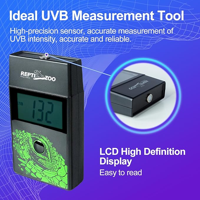 REPTI ZOO UVB Index Meter Handheld Reptile Lamp UV Detector, Digital UVB Tester Reptile Accessories for Lamp Bulb Testing