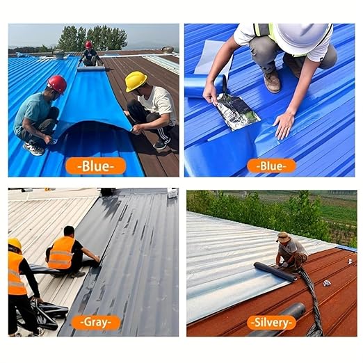 Heavy Duty Industrial roof Waterproof Tape, Suitable for Metal Surfaces, Corrugated Roofs, and Iron Plates - Durable, high-Grade sealant, Industrial roof Maintenance (Blue, 11.81n*196.85in)