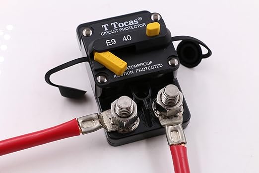 Double 3/8" Stud 40 Amp Thermal Circuit Breaker, Surface Mount, 12V - 72V DC