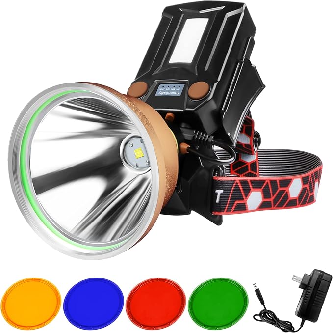 Coon Hunting Lights,High Power LED Headlamp,Super Bright Rechargeable Headlight,Waterproof Outdoor Spotlight Flashlight,Portable Green red Head lamp for Fishing Camping