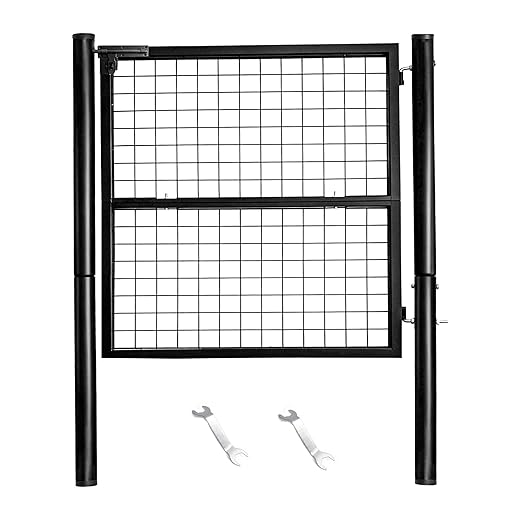 Wire Mesh Fence Gate, 59.06in (W) x 42.13in (H), Heavy-Duty Rustproof Outdoor Gate with Stable Insertion Posts, Ideal for Garden, Yard, Patio, Pet Containment - Easy Installation（Black）