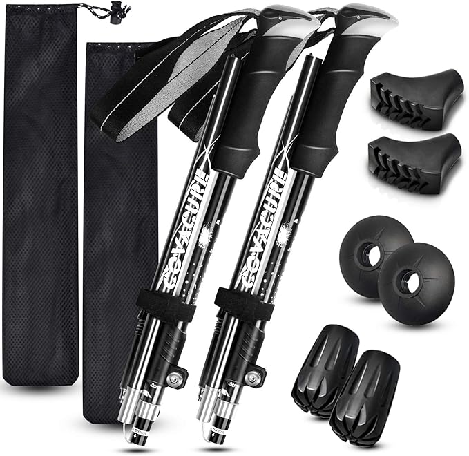 Covacure Trekking Poles Collapsible Hiking Poles - Aluminum Alloy 7075 Trekking Sticks with Quick Lock System, Telescopic, Collapsible, Ultralight for Hiking, Camping & Backpacking