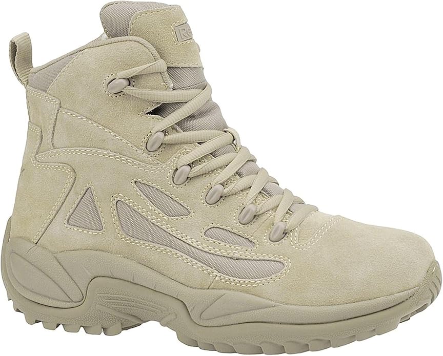 Reebok Men's Rb8694 Rapid Response Rb Composite Toe 6" Tactical Stealth Boot Sidezipper Desert Tan Military & Tactical Boots