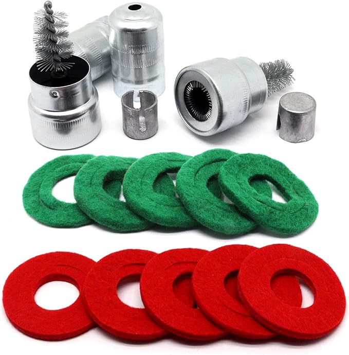 Battery Terminal Cleaner Kit, 2pcs Battery Terminal Brush, 2pcs Lead Shims, 10pcs Anti-Corrosion Fiber Washers, for Car Marine Boat RV
