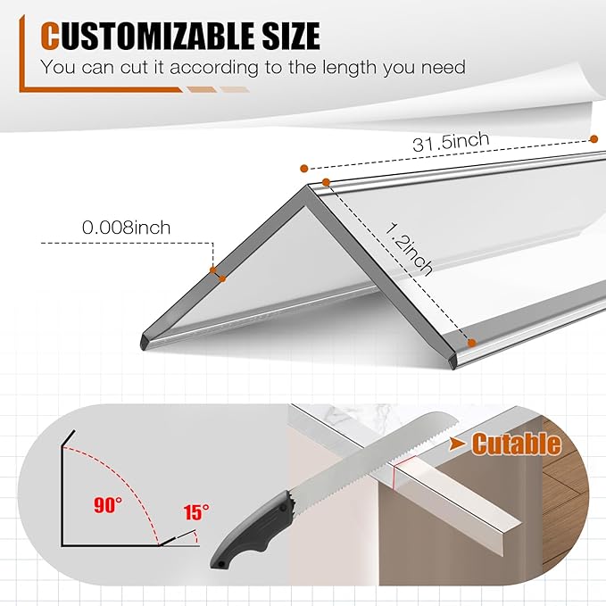 4 Pack Wall Corner Protector 31.5'', Self Adhesive Corner Protectors for Walls, Easy to Install Edge Guard Strip for Furniture Cabinet Shelf Drywall Baseboard Desk, 31.5in x 1.18in, Clear