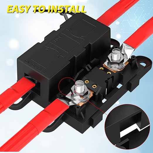 Joinfworld MEGA Fuse Holder with 80A Fuse, Automotive Fuse Holder with Cover for Cars, Trucks, Construction Vehicles, Buses, Caravans