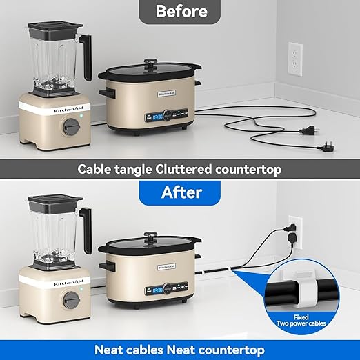 Cable Clips 100pcs with Strong Adhesive Tapes,Wire Holder Organizer Cord Management for Car Office and Home White
