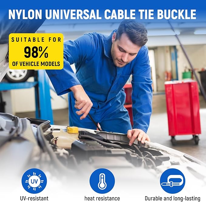 Nylon Universal Cable Tie Buckle, Heavy Duty Self-Locking Nylon Zip Ties Holder, New Multifunctional Cable Tie Buckle for Car Daily Repair (100 Pcs)