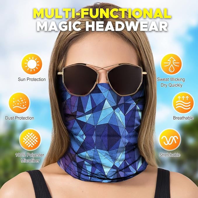 JOEYOUNG Headwear, Bandana, Neck Gaiter Head Wrap Headband Balaclava Magic Scarf