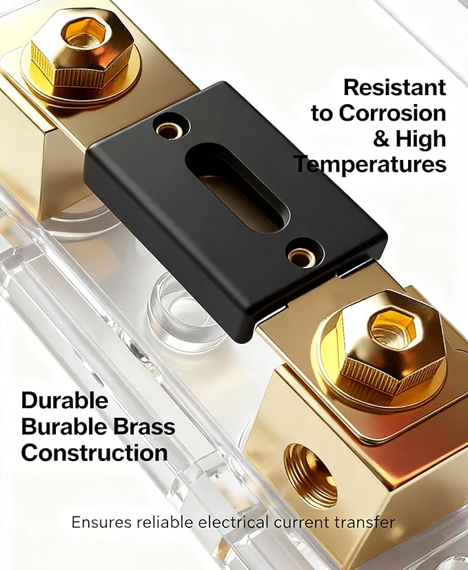 0/2/4 Gauge AWG Inline ANL Fuse Holder Dual Kit with 2 Pack Fuse (250A)