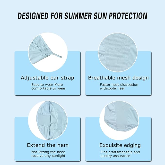 UPF 50+ Face Mask for Women & Men - Ice Silk Cooling Full Face Cover, Breathable Sun Protection Neck Gaiter