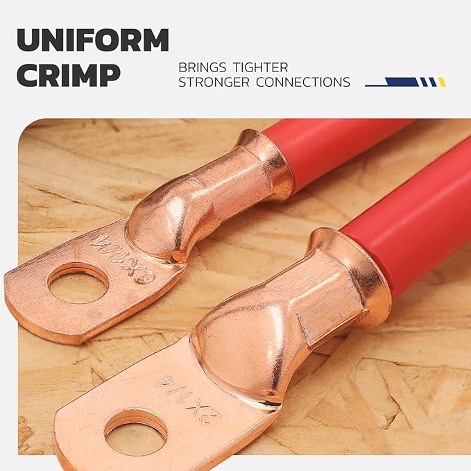 haisstronica Heavy Duty Battery Cable Crimping Tool Kit-Ratchet Hex Extended Handle Crimper for 8,6,4,2,1,1/0 AWG Copper Lugs