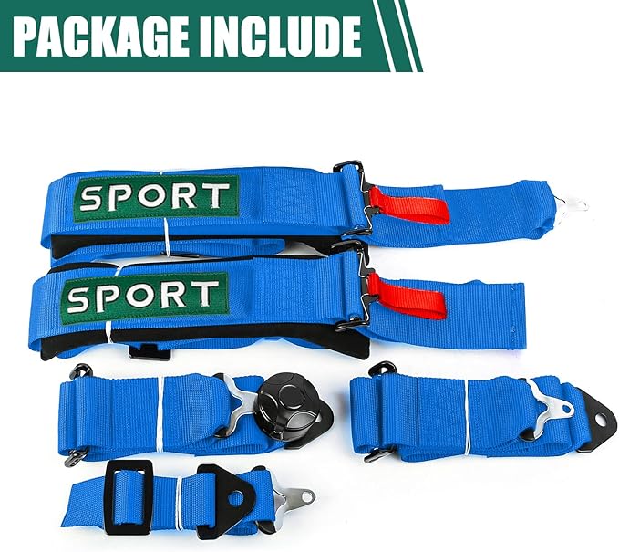 BESTZHEYU 5-Point Racing Harness Set SFI with Ultra Comfort Heavy Duty Shoulder Pads