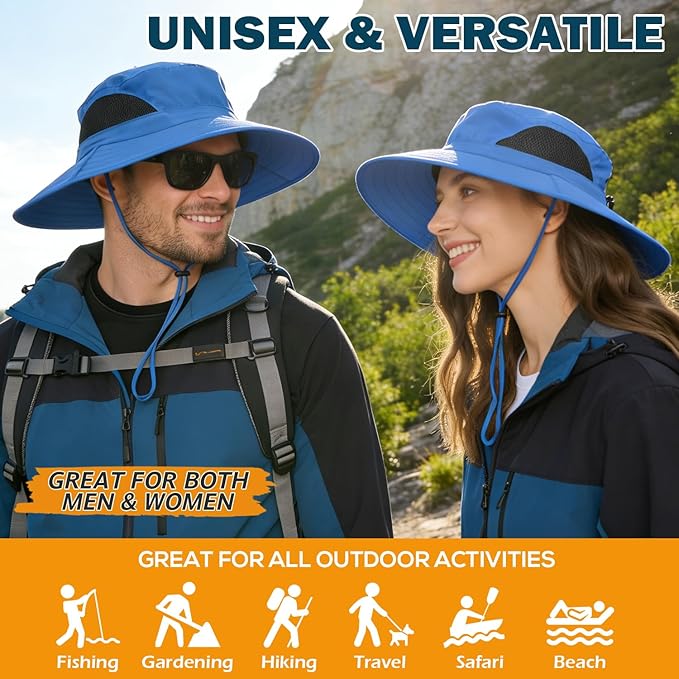 EINSKEY Wide Brim Sun Hat, UPF 50+ UV Protection Waterproof Packable Bucket Hat for Men & Women, Fishing Hiking Beach Garden