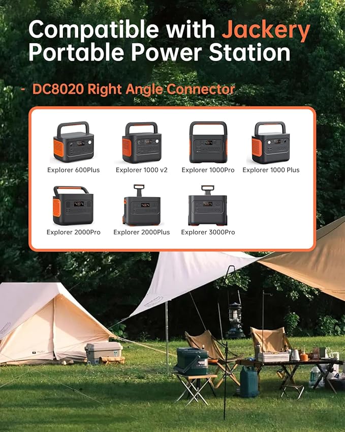 DC 7909 to DC 8020 Adapter 90-Degree Right Angle Connectors, Compatible with Jackery Explorer 1000 V2 /600 Plus/1000 Pro/1000 Plus/1500 Pro/2000 Pro/2000 Plus/3000 Pro Solar Power Station
