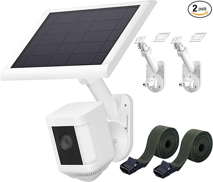 Wall Mount for Cameras and Solar Panels, 2-in-1 Mount for Ring, Blink, Eufy, Arlo, Wyze, etc Solar Panel and Cam, with Ring Stick Up Cam/Spotlight Cam/Plus/Pro(Battery), Adjustable Angle (2 Pack)