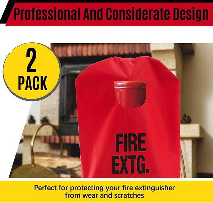 Amylove 2 Pcs Fire Extinguisher Cover 13-20 lb Heavy Duty Thickened Fire Protective Sleeve from Scuffs and Scratches Accessories 18" W x 26" L