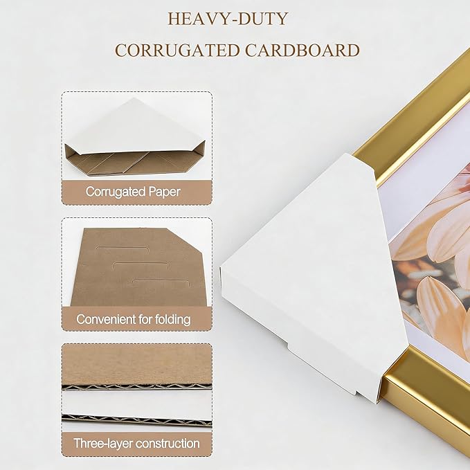 Golden State Art, 120 Pack Adjustable Cardboard Corner Protectors, Fits 1", 1.5" and 2.1" Frames, Edge Protectors for Shipping Paintings, Picture Frame, Packing Item Edge Protection
