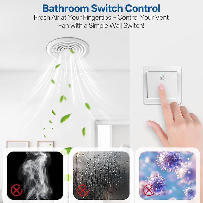 8 Inch Round Bathroom Exhaust Fan，110 CFM 1 Sone Powerful and Quiet Bathroom Ventilation, Replacement for Mobile Home，Through Wall Vent Fan, Easy Install