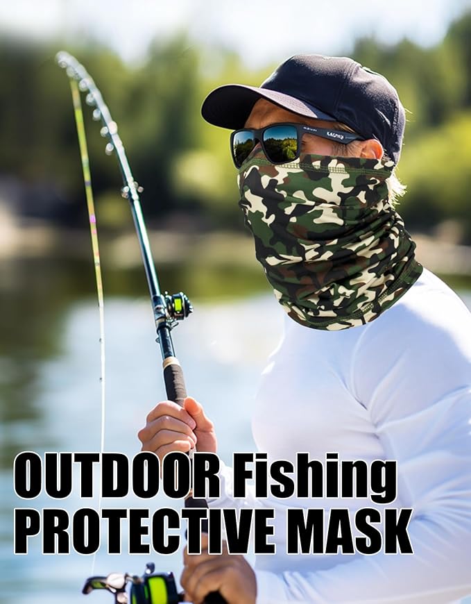 JHYWELL Cooling Neck Gaiter Face Mask, UV Protection Masks Gator, Windproof Bandana for Skiing, Fishing, Hiking, Cycling