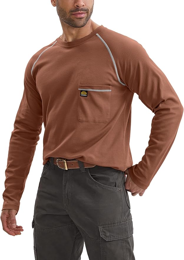 WORKWEYA FR Shirts Flame Resistant Shirt 6.5oz Men's NFPA 2112/CAT2 Long Sleeve Shirt