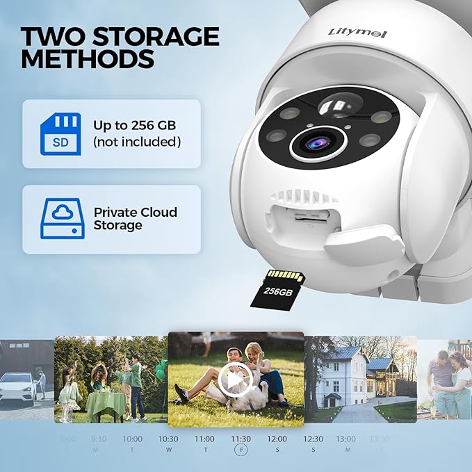 2K 360° View Security Cameras Wireless Outdoor, Solar Cameras for Home Security, Color/IR Illumination Night Vision, AI Detection, 2-Way Audio, Siren Alarm, SD/Cloud Storage, 2.4g WiFi