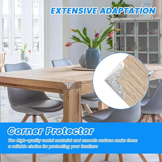 SDTC Tech 12 Pack Furniture Corner Protector 1" x 1" Antique Silver Triangle Edge Decorative Metal Corner Guard for Storage Box Jewelry Case Cabinet Coffee Table Wooden Chest etc.