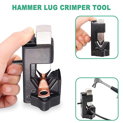 Twidec/180PCS Battery Cable Ends AWG 2 4 6 8 10 12 14 16 Gauge Copper Cable Wire Lugs,Ring Terminals Connectors,Copper Ring Terminals Connectors with Heat Shrink and Hammer Lug Crimper Tool