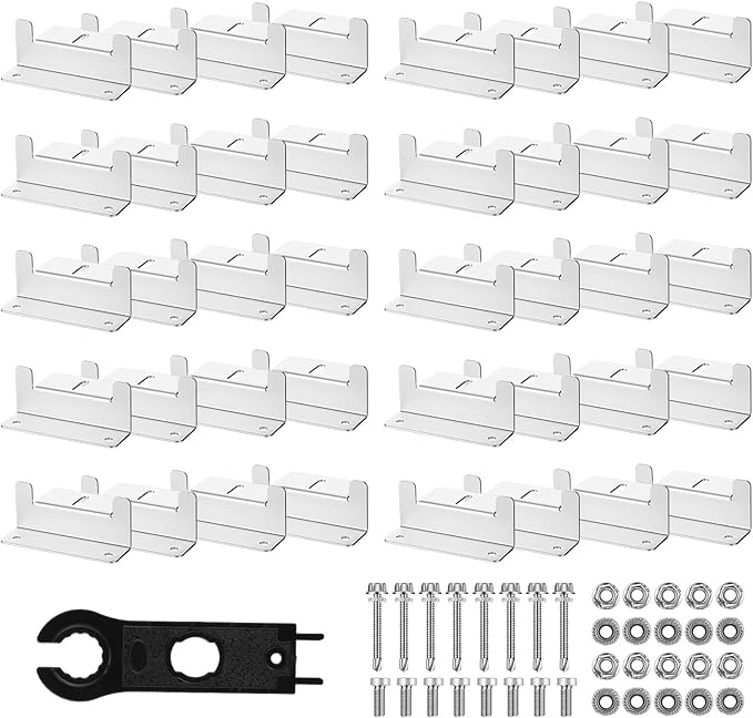 Konohan 10 Set Solar Panel Mounting Brackets Z Bracket Aluminum Solar Panel Mounting Brackets Kit with Nuts and Bolts for RV, Boat, Wall, Caravans, Yacht and Other Gird Installation