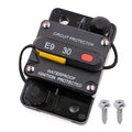 E9 30 Amp Circuit Breaker with Recessed Switch Design | Waterpoof IP67 Protection DC 12V-72V 30A Manual Reset Surface Mount