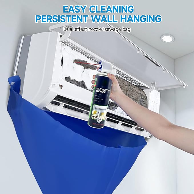 Mini Split Cleaning Kit for Air Conditioner,2 Bottles of air Conditioner Cleaner,2 Air Conditione Waterproof Bag, 4 Wall Mounted Air Conditioner Cleaning Tools,1 Spray Bottle etc.