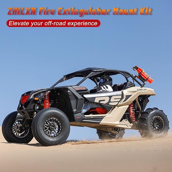 UTV Fire Extinguisher Mount Kit- Quick Release Roll Bar Fire Extinguisher Holder with Aluminum Bracket for Any Vehicle with 1.75"-2" Roll Bar, Compatible with Polaris RZR/Can Am X3/Jeep Wrangler