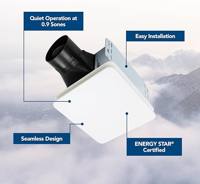 Broan-NuTone Bathroom Exhaust Fan – Easy Retrofit Without Attic Access, Ultra Quiet 0.9 Sones, Effective Ventilation at 60 CFM ENERGY STAR Certified Moisture and Odor Control