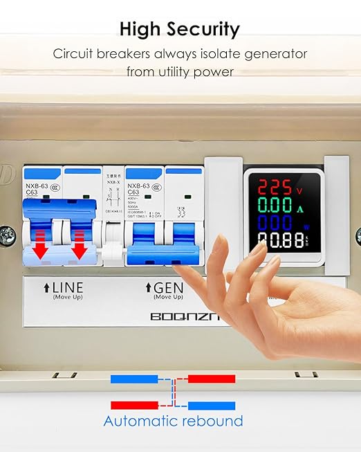 240V 60A Generator Transfer Switch, Prewired Transfer Panel with Multi-Function Digital Display, Manual Transfer Switch Kit for Portable Generators 15000 Watts, Easy Wiring