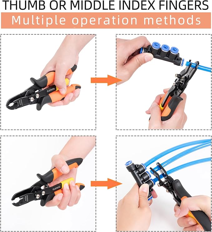 Push to Connect Fittings Air Line Disconnect Tool Kit Push Fitting Removal Tool for 1/4”, 5/16”, 3/8”, 1/2” (6mm, 8mm,10mm,12mm) Quick Connect Release Pliers with 15 Pcs Pneumatic Fittings