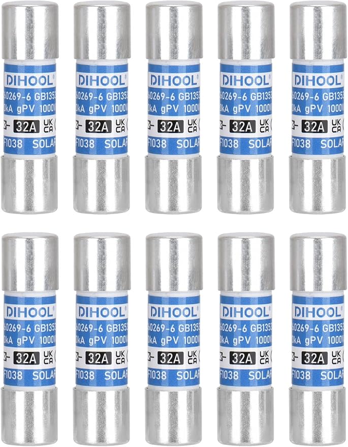 DIHOOL 30 Amp Solar Fuse Without in-Line Fuse Holder for Solar Connector, 10pcs 10x38mm