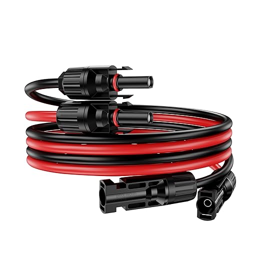 10Ft Solar Cable Solar Extension Cable,10AWG Solar Panel Extension Cable with Female and Male Connectors,Waterproof Solar Extension Cable Kit (Red and Black).
