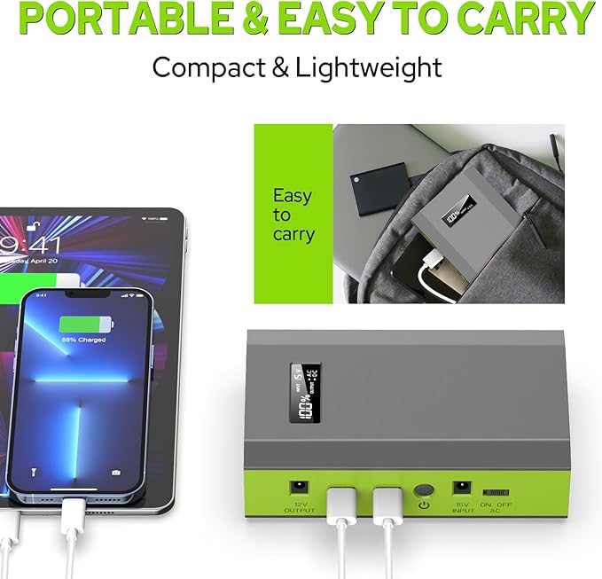 ZeroKor Portable Power Bank with AC Outlet, 65W External Battery Pack 23400mAh Portable Laptop Charger Portable Power Source Backup for Outdoor Tent Camping Home Office Smart Devices -Green